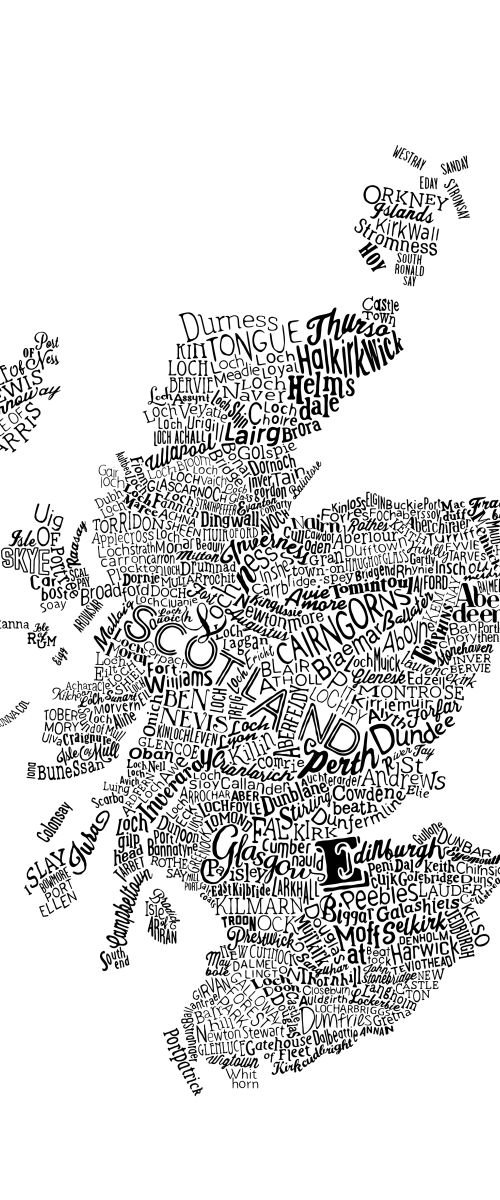 Scotland Type Map (White) by Dex