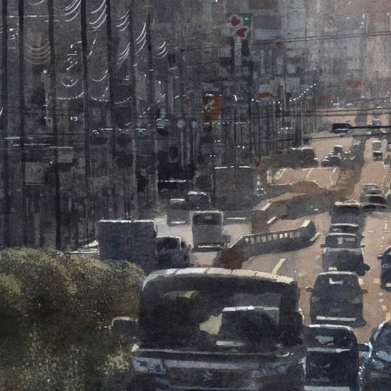 City Traffic in Backlight - Urban Landscape