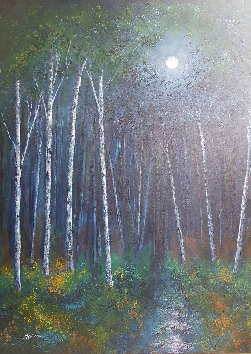 Hidden Depths (Large trees painting) by Michele Wallington