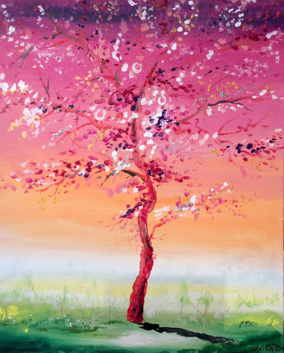  Big Red Tree By Alejos, 32 X 39, Artwork For Sale On Artfinder