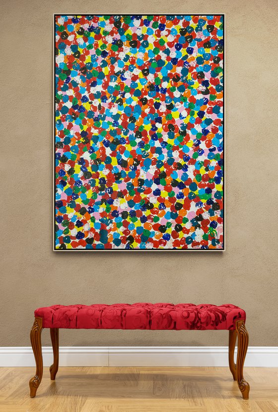 Colour Space painting (H)135x(W)100cm. - Cerizarbo N-10 - Vibrant Colors Spot painting