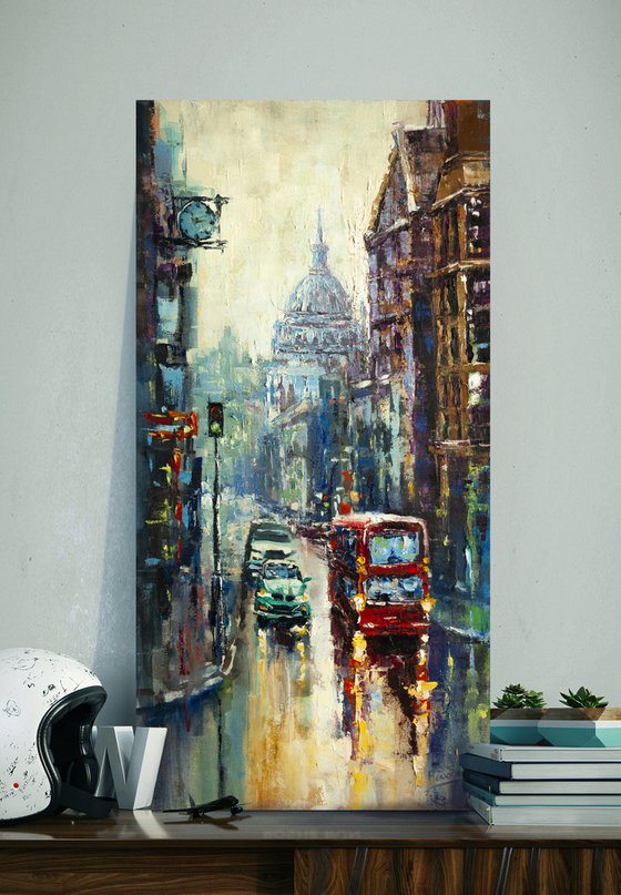 "Street after rain" London , cityscape