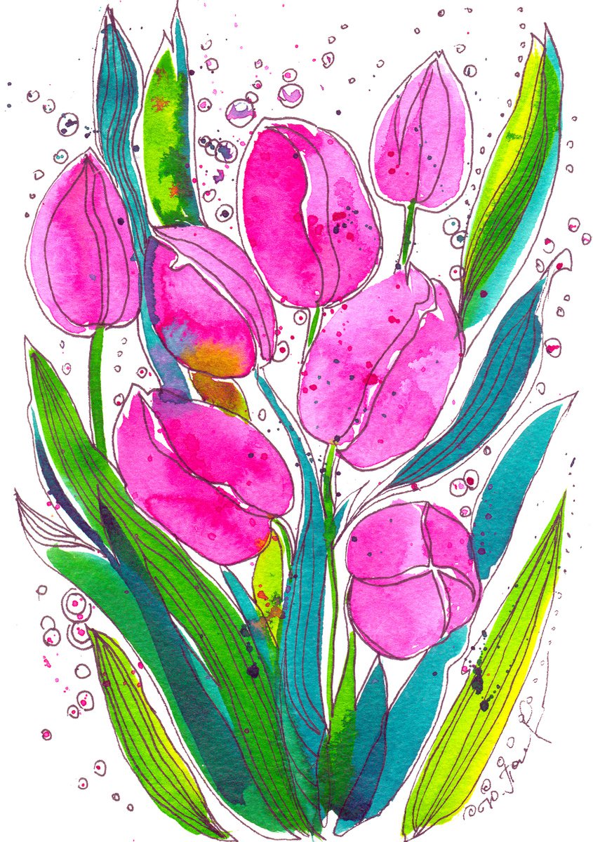 Pink tulips by Yuliia Pastukhova