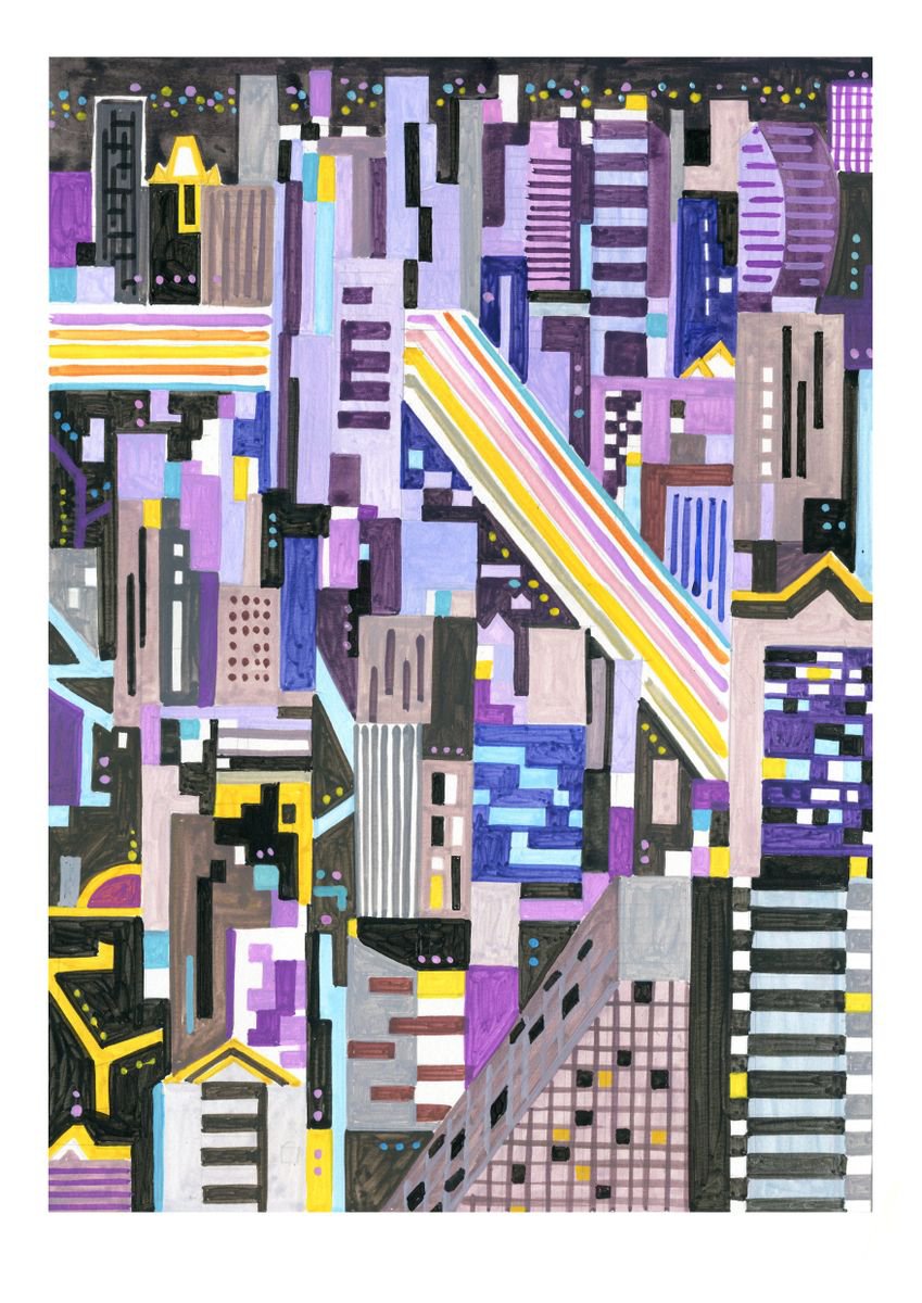 Urban And Pop Acrylic Painting , Bangkok_Night-07 By Andre Baldet, 13 X 18, Artwork For Sale On Artfinder