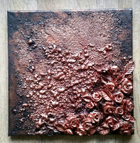 "Elegance and disgust I " Original  relief on canvas 30x30x2cm.ready to hang
