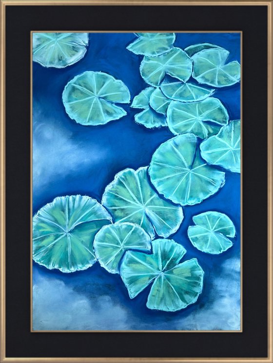 Water lilies on the water Pastel