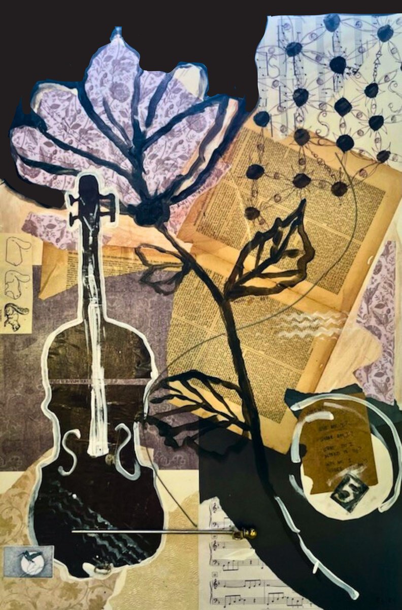 Impressionistic Abstract Collage By Eliry Arts, 24 X 36, Neutral 1, Original Artwork