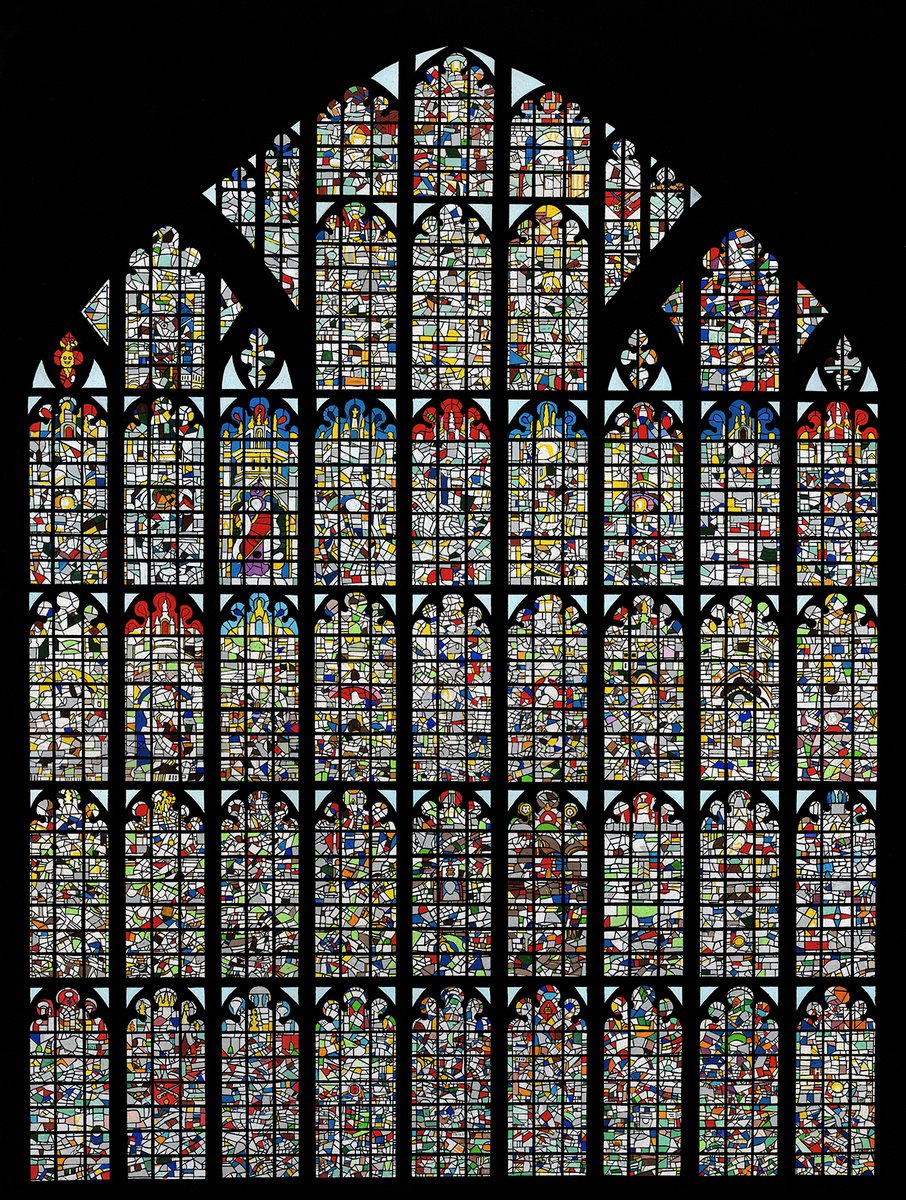 Illustrative Cityscapes Painting By Shelley Ashkowski, 22 X 30", Winchester Cathedral West Window, Original Artwork