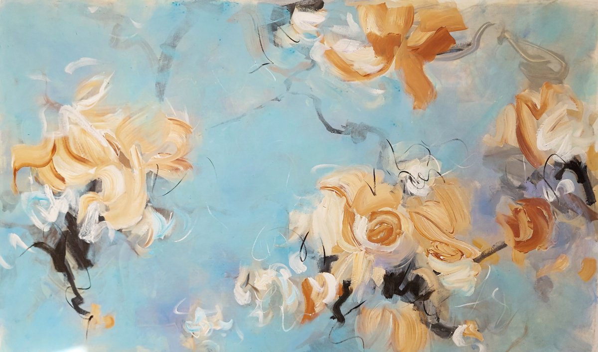 Abstract Acrylic Painting By Cristian Cuevas, 60 X 31, We Love Spring, Original Artwork