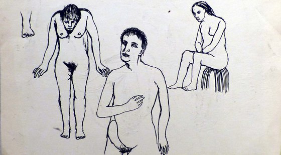 The Nude Study, life sketch on two sides 32x19 cm ESA