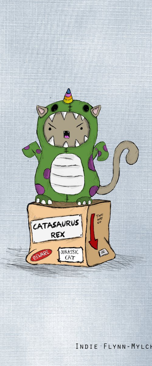 Jurassic Cat - Catasaurus Rex by Indie Flynn-Mylchreest of MeriLine Art