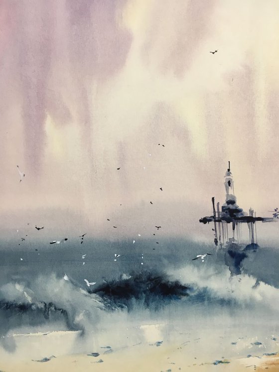 Watercolor "Afternoon sea view”