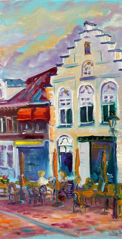 Dutch Town Life: Coevorden Street Cafe by Dmitry Fedorov