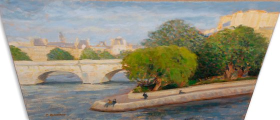 Summer in Paris France, impressionist oil painting