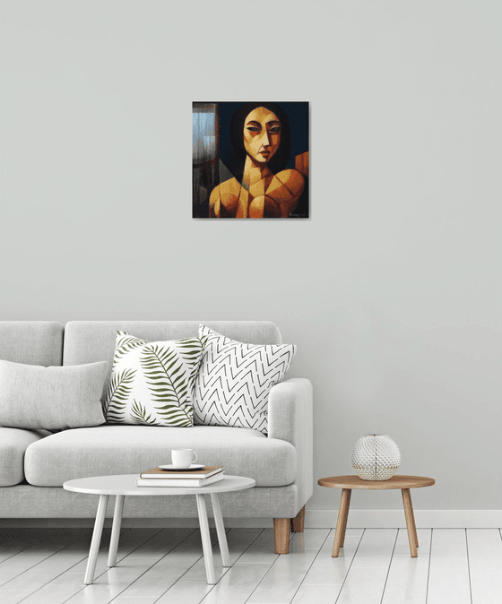 Emotion (50x50cm, cubism, oil painting, ready to hang)