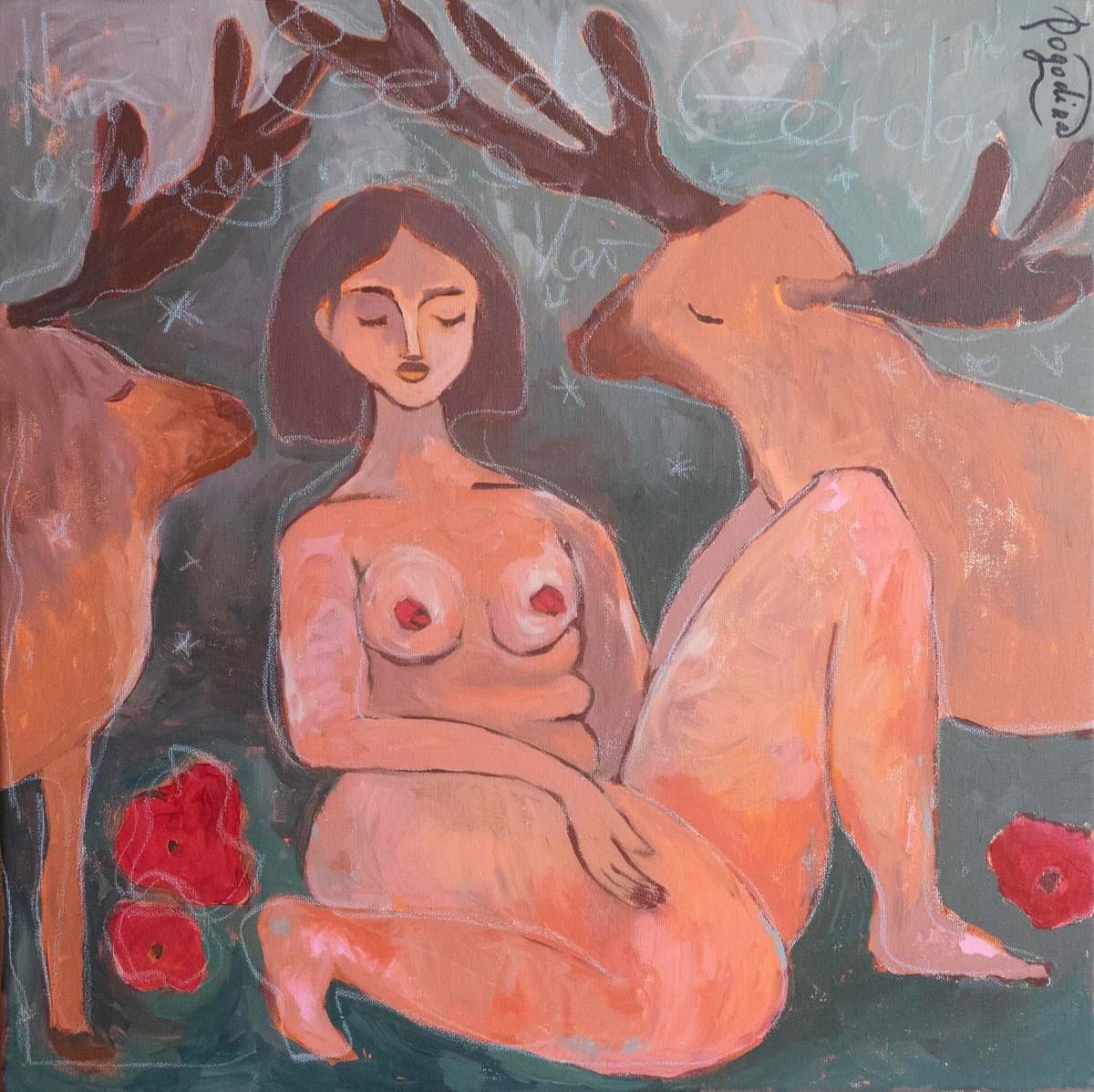 Impressionistic Portrait Oil Painting By Dasha Pogodina, 20 X 20, I Have To Save You, Original Artwork