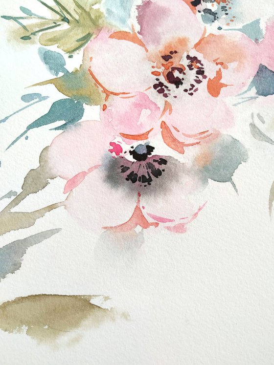 Abstract Pastel Anemones