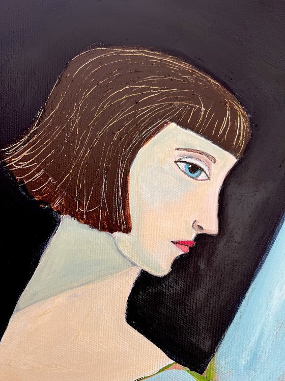 Lady and Cat with big hands and feet