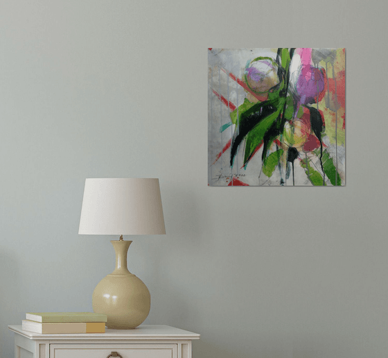 Purple peonies modern painting