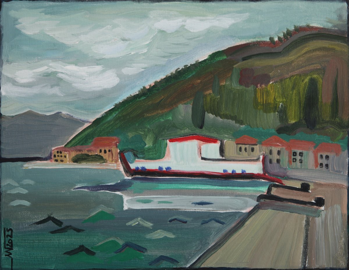 Landscape Acrylic Painting By Marina Gorkaeva, 20 X 16", Lepetani, Original Artwork