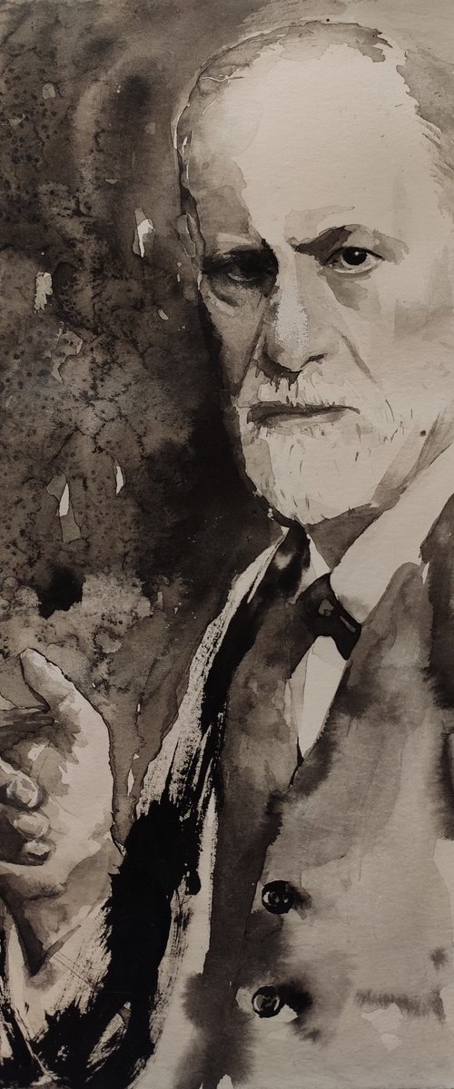 "Sigmund Freud" - Psychological Ink Portrait by Juliart
