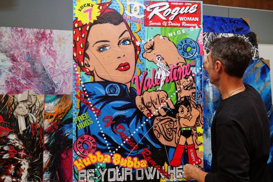 Rogue Hero Rosie 140cm x 100cm Rosie The Riveter Textured Urban Pop Art