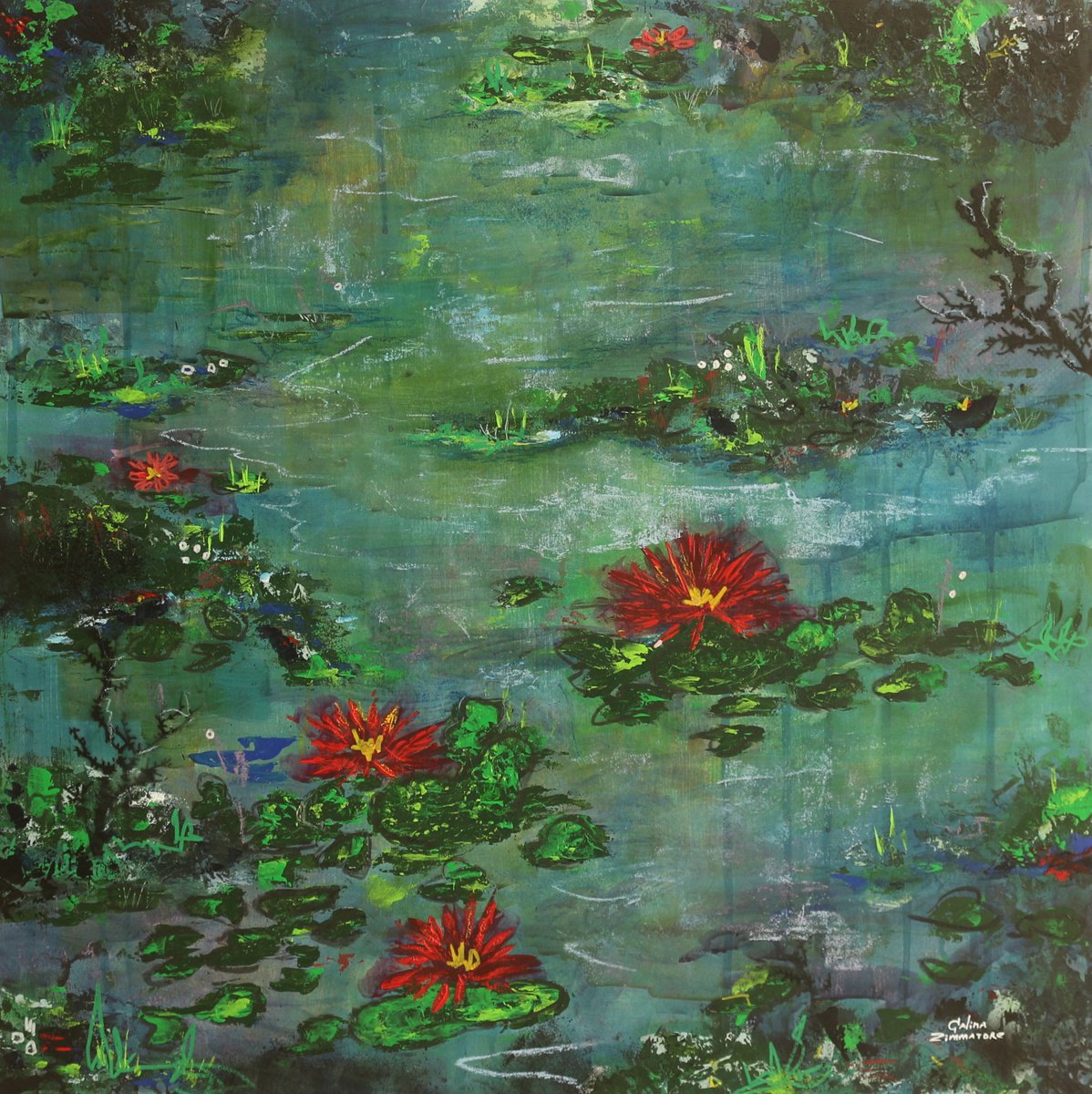 Water Lillies in the Pond by Galina Zimmatore