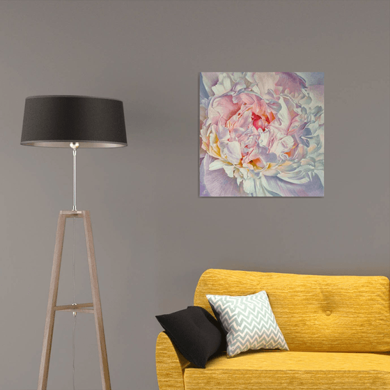 "Lace of petals."  peony  flower  liGHt original painting  GIFT (2022)