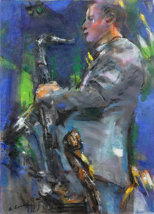Abstract Oil Painting on Paper "Jazz" by Eugene Segal