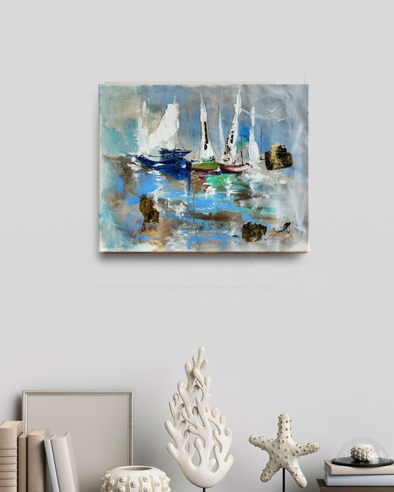 Artwork with yachts