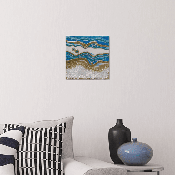 California. Geode. Marble Art. Geode wall art, Gold, White, Turquoise, Blue, geode wall art Resin painting.