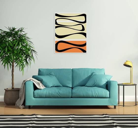 Abstraction orang-blue-black-white-yellow artwork