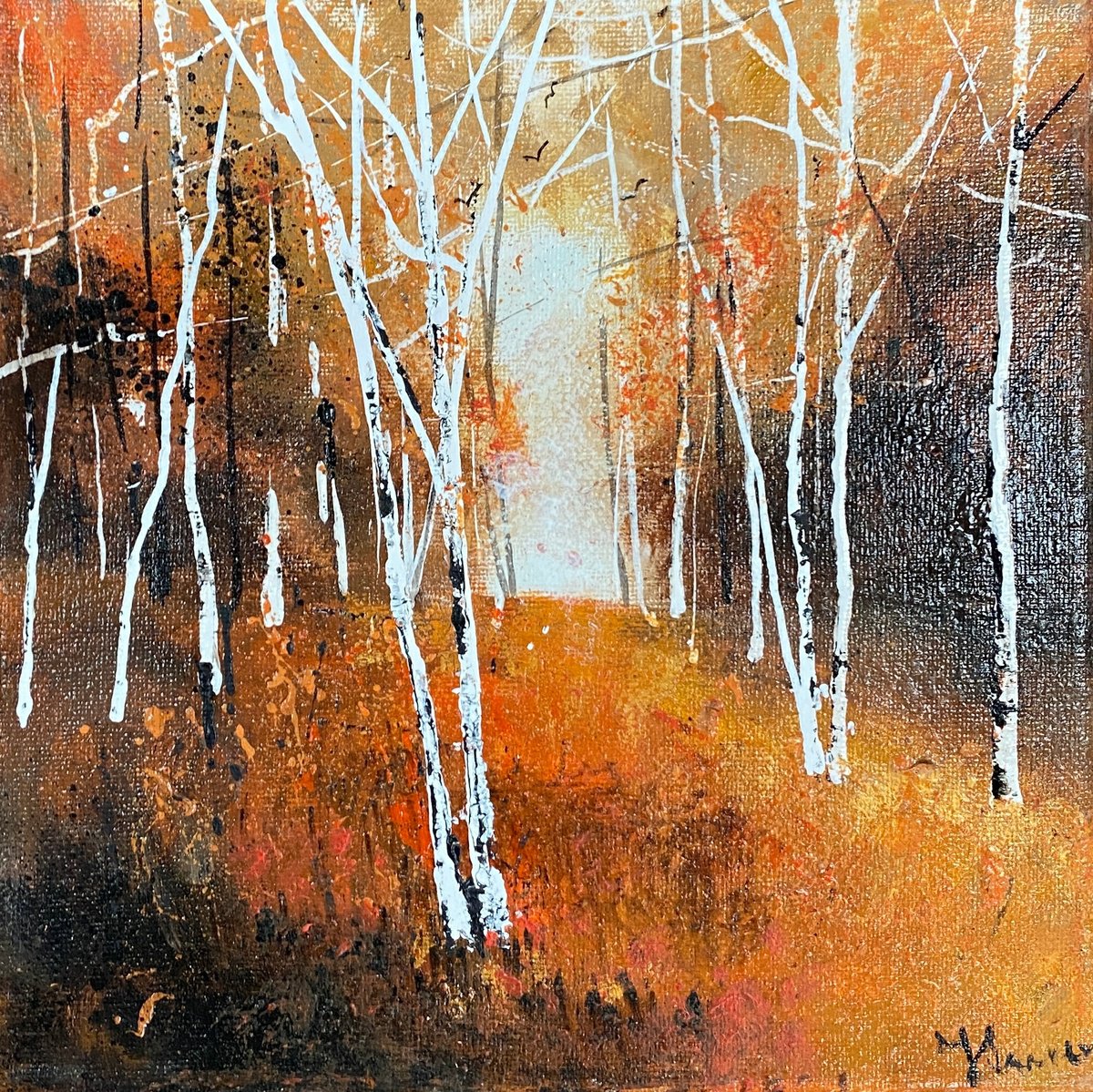 Autumn Slender Silver Birches by Teresa Tanner