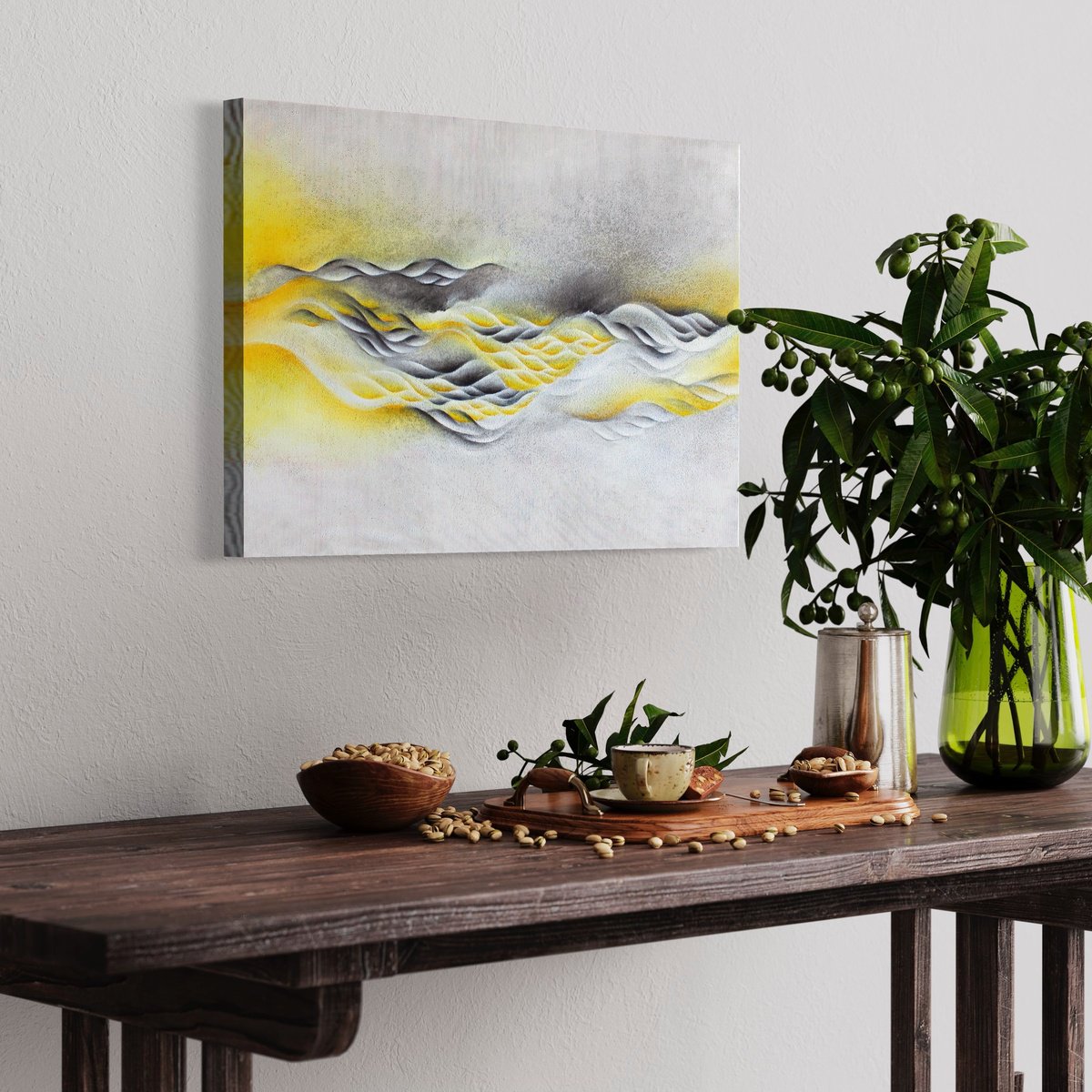 Organic Abstract Acrylic Painting By Francesca Borgo, 24 X 16, Honeylit, Original Artwork