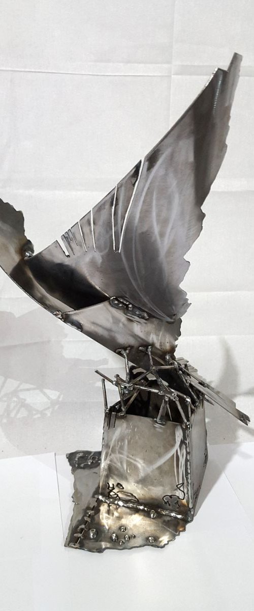 Frame from an ethernal flight 1 unique iron welding sculpture KLOSKA  O. brutalism deconstructivism by Kloska Ovidiu