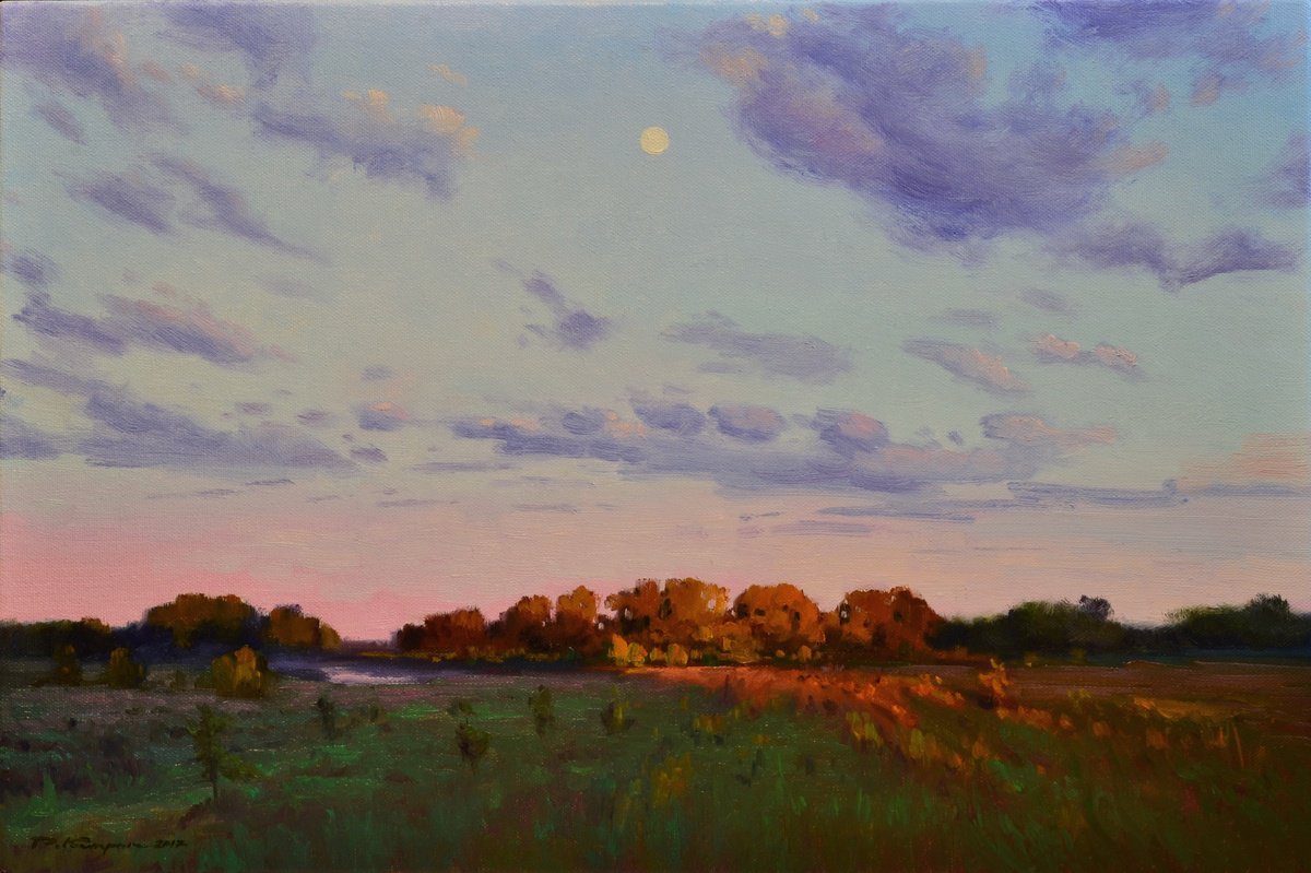 Impressionistic Landscape Oil Painting By Ruslan Kiprych, 24 X 16", Early Morning, Original Artwork