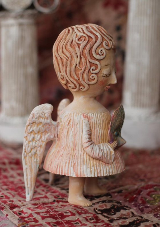 Angels games I. Ceramic OOAK sculpture.