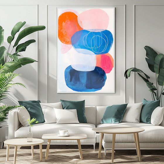 Painting of Pink, Orange, Blue