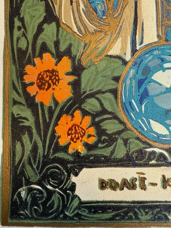 Guardian of Knowledge – Reduction Linocut
