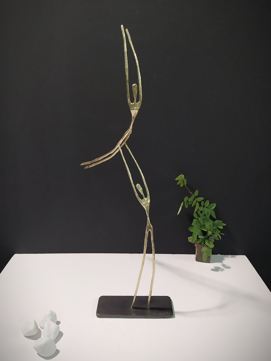 Impressionistic Portrait Bronze Sculpture By Anna Andreadi, 13 X 22, Love Is In The Air, Original Artwork