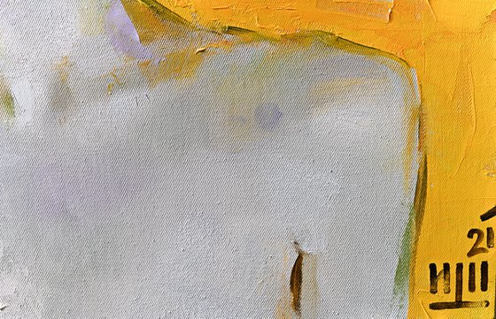 Woman portrait on yellow