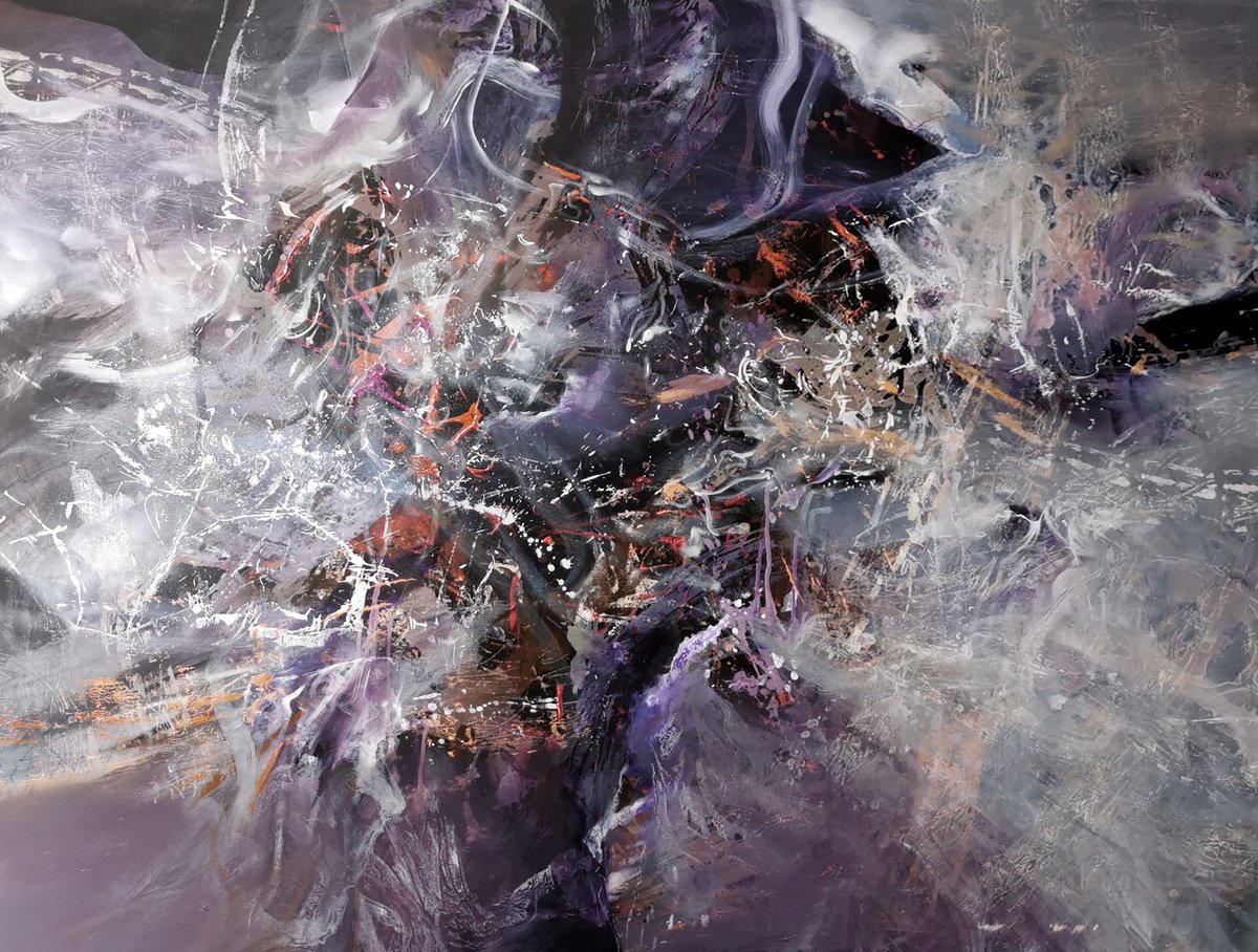 Expressive Abstract Acrylic Painting By Kloska Ovidiu, 79 X 59", Huge Xxl Gigantic Dreams, Original Artwork