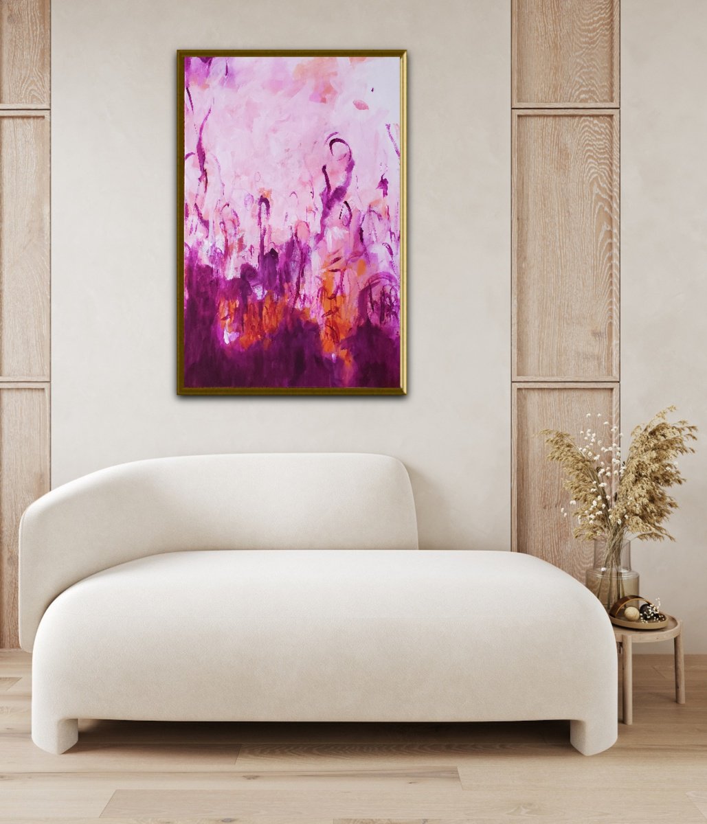 Abstract Acrylic Painting By Joyce Fournier, 26 X 40", There