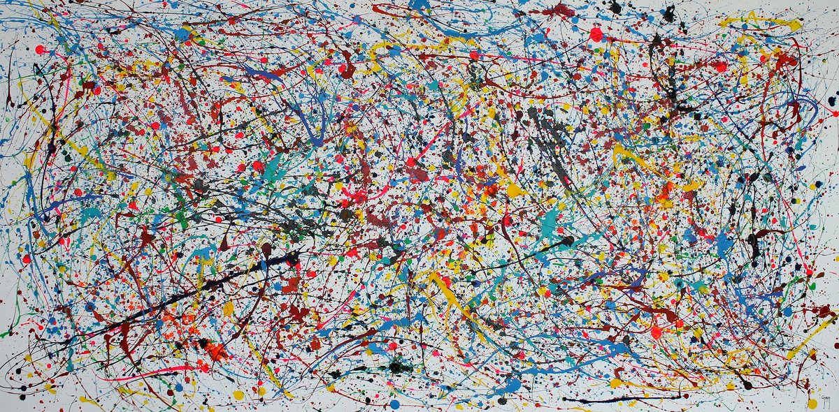 Abstract Acrylic Painting By Juan Jose Garay, 79 X 39", Night, Original Artwork