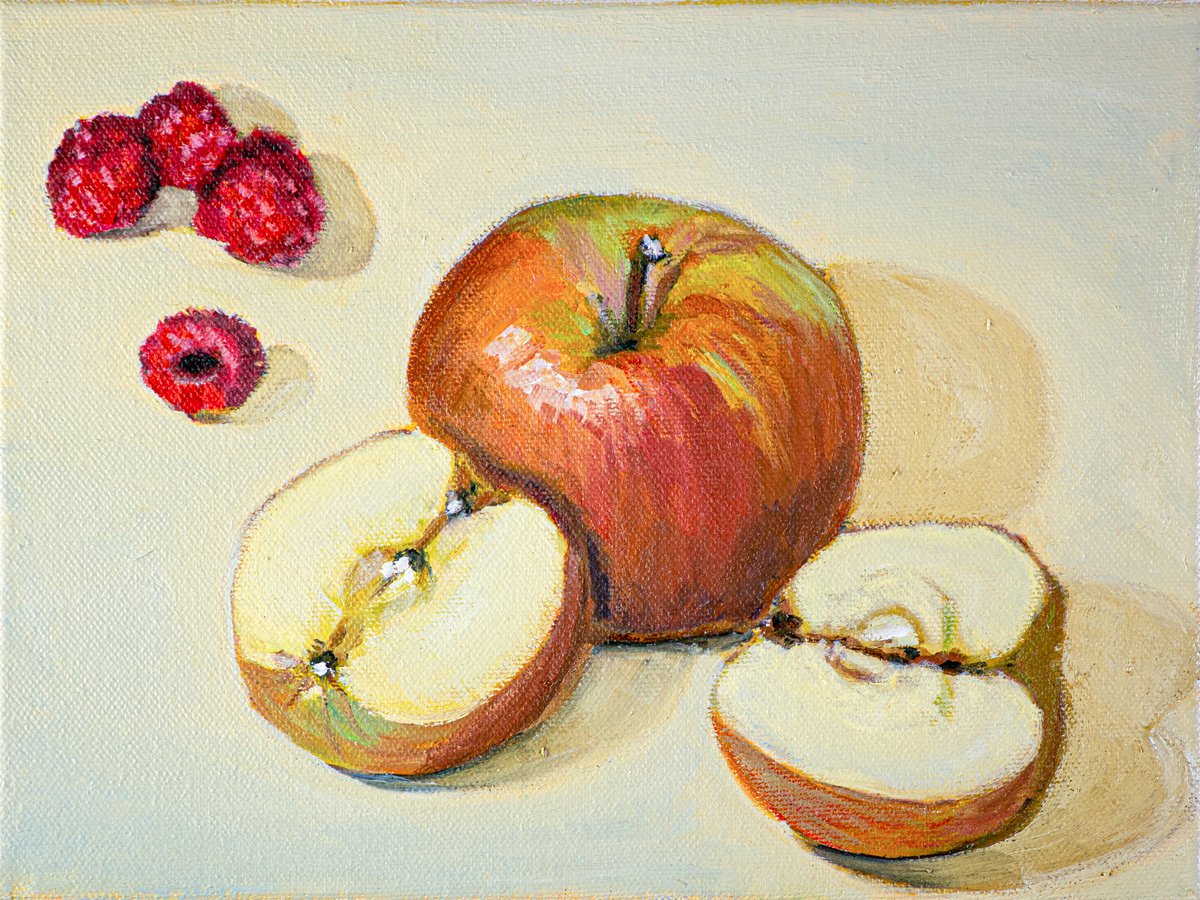 Apples and raspberries by Catherine Varadi