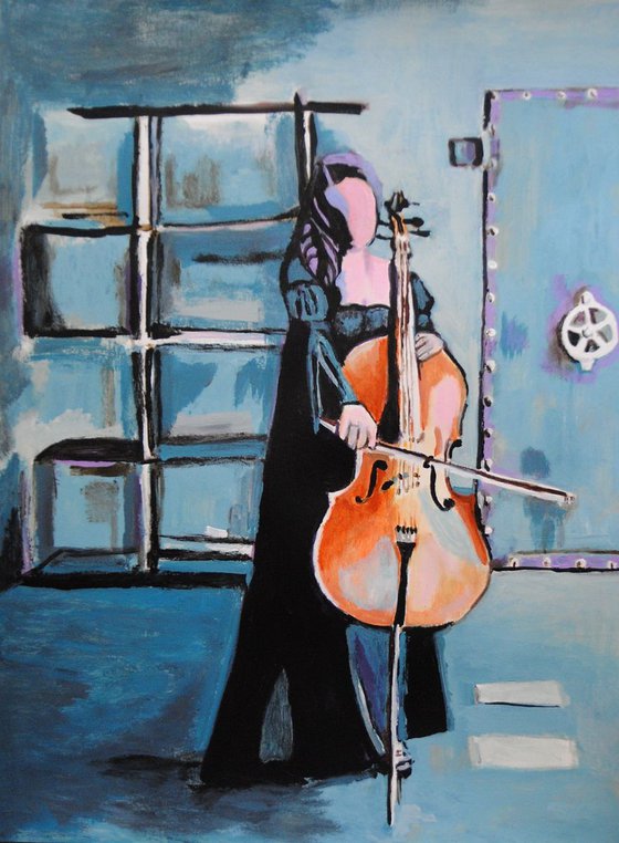 Girl with cello / 64 X 48 cm