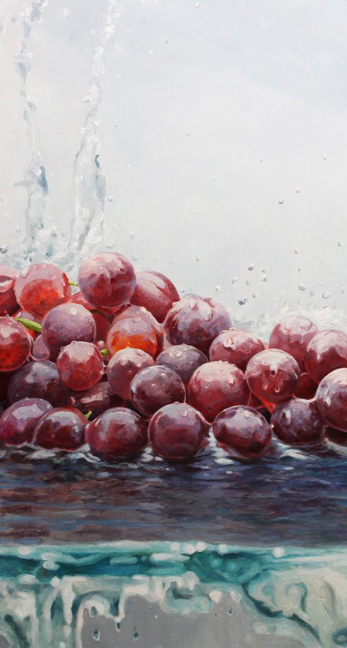 Drops on grapes, 90x70 by Linar Ganeev