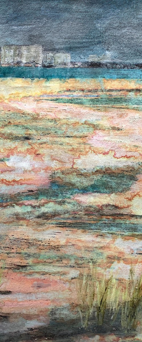 Tollesbury Salt Marshes - original canvas, framed. by Suzsi Corio