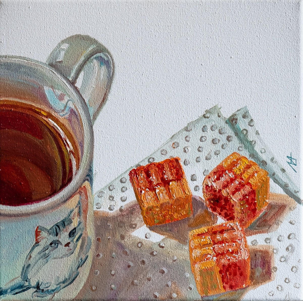 Photorealistic Still Life Oil Painting By Alona Lesnichenko, 8 X 8, Marmalade, Original Artwork