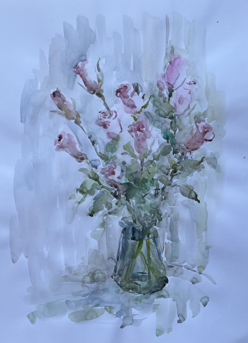 Impressionistic Watercolour , Roses. Painting. By Elena Klyan, 19 X 26, Artwork For Sale On Artfinder